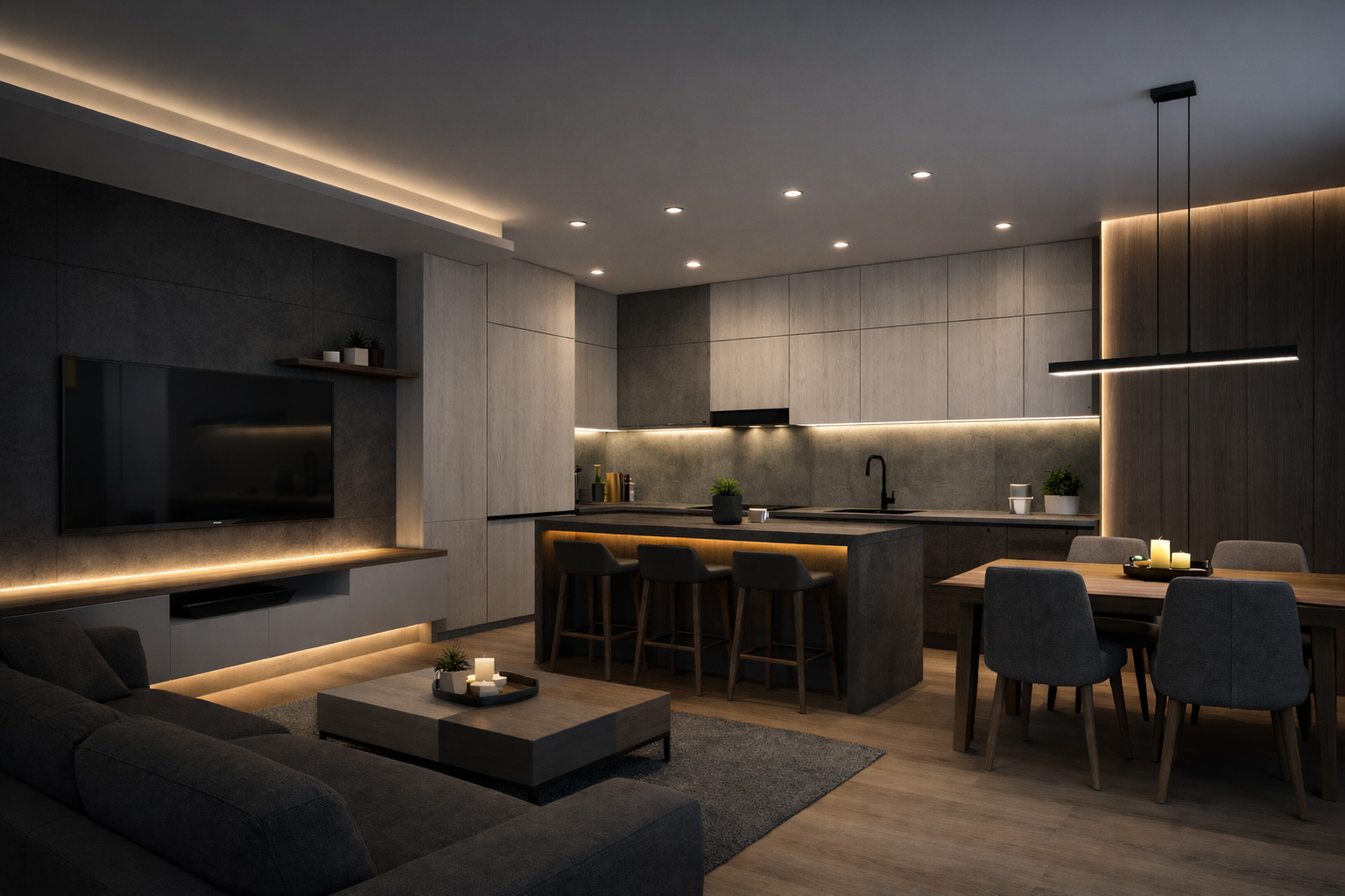 3D látványtervezés – konyha, gardrób, nappali valósághű renderképei ingyenesen